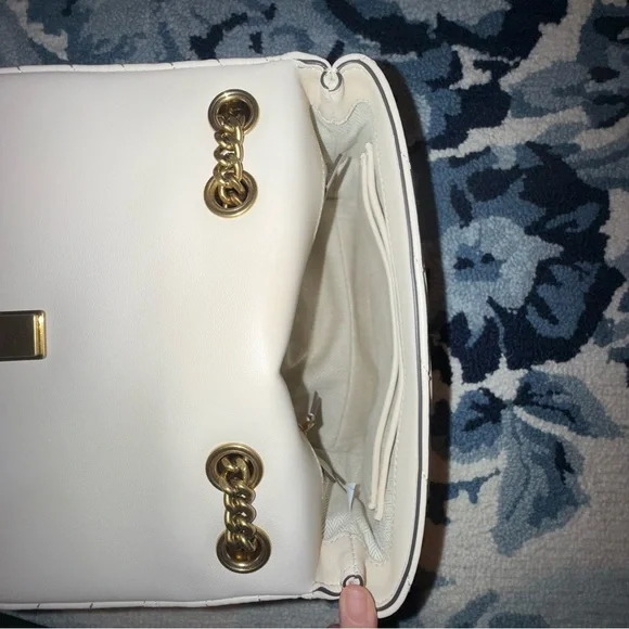 Tory Burch Small Cream Kira Chevron Leather Shoulder Bag - Picture 9 of 16